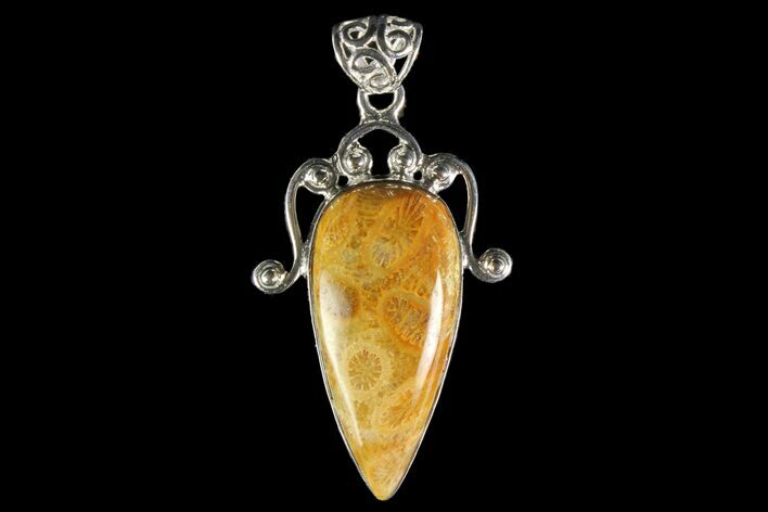 Million Year Old Fossil Coral Pendant - Sterling Silver #142278